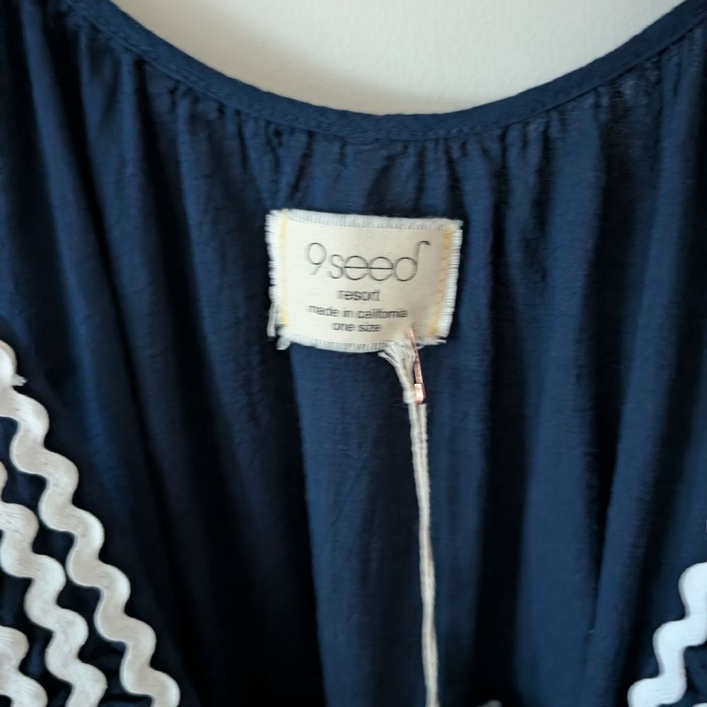 9 Seed St. Tropez Navy‎ White Ric Rac Mini Dress One Size - Picture 7 of 10